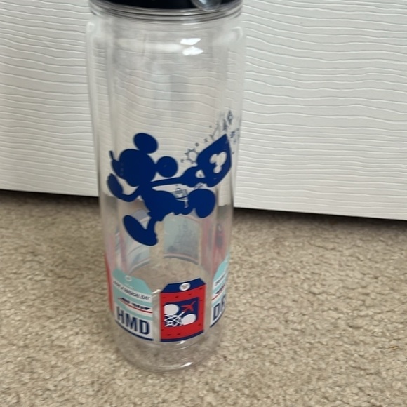Disney Parks Mickey Mouse Water Bottle with Straw Clear Plastic Souvenir‎ - Picture 5 of 12
